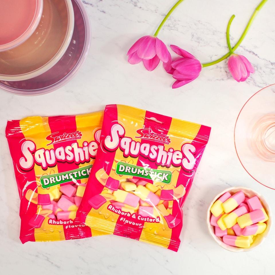 Swizzels Drumstick Squashies Rhubarb & Custard Flavour Bag (UK)