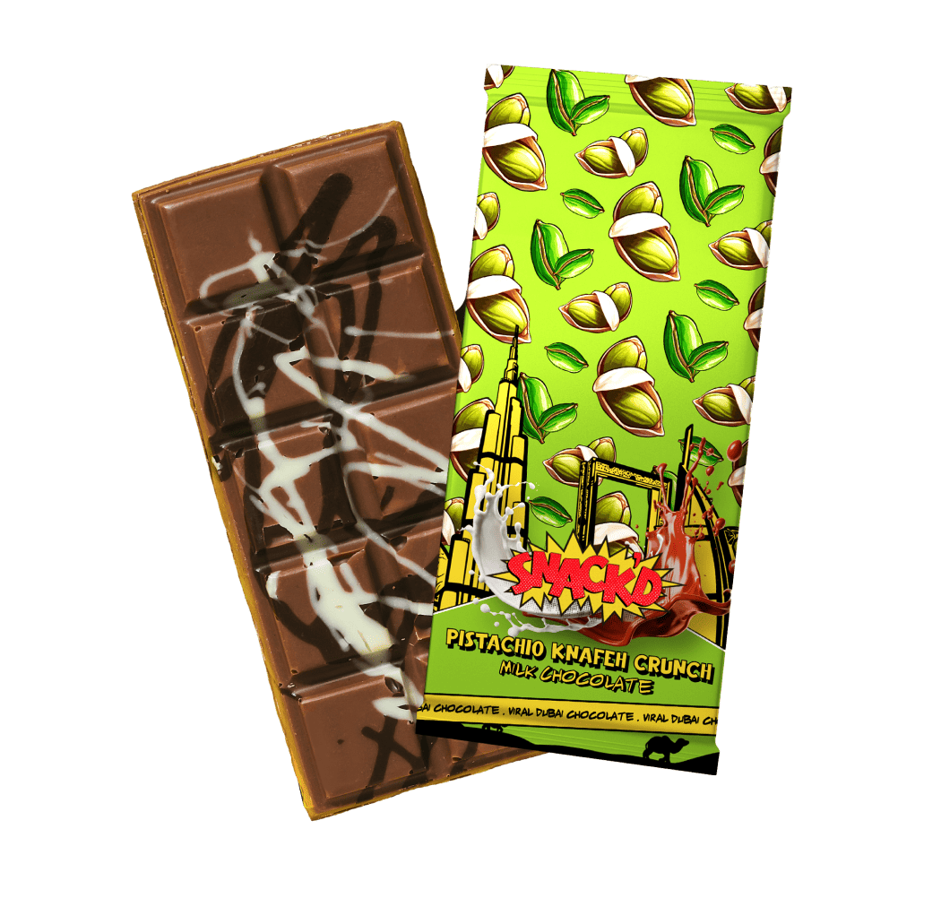 Pistachio Knafeh Crunch
Milk Chocolate