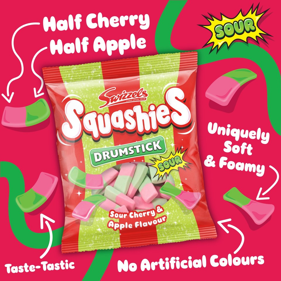 Swizzels Drumstick Squashies Sour Cherry & Apple Flavour Bag (UK)